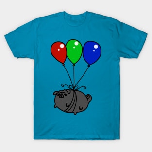 Black Balloon Pug T-Shirt